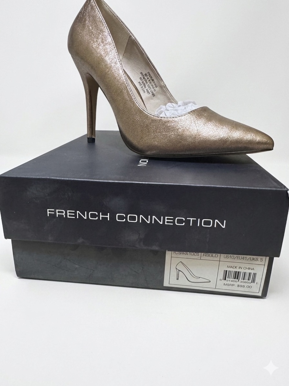 French Connection Metallic Bronze Pointed-Toe Stiletto Pump